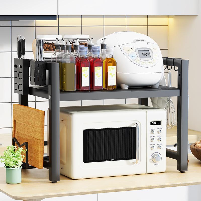 伸缩微波炉置物架台面厨房烤箱电饭锅架子整体橱柜多层省空间收纳