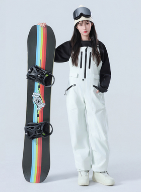 CXKA单板滑雪服背带裤女男款防水加厚保暖3L专业宽松连体裤子冬