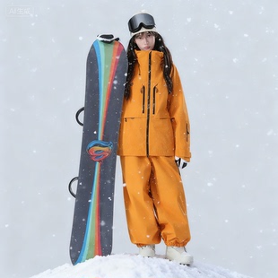 滑雪服套装女男款衣裤单板防水加厚全压胶专业雪服衣裤套装3L美式