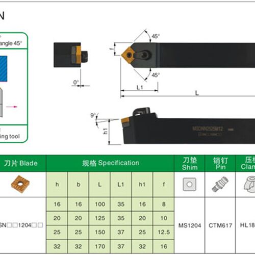 MSDNN1616H12/2020K12/2525M12 45度数控车刀杆 复合式外圆车刀