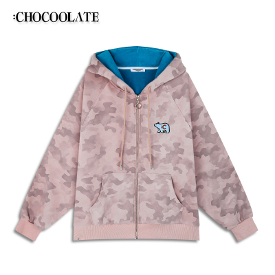 ：CHOCOOLATE迷彩撞色加绒连帽卫衣外套6163-1406398