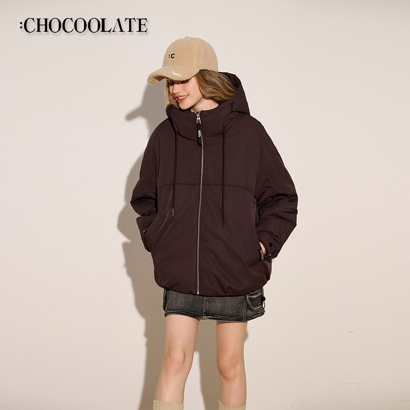 ：CHOCOOLATE防寒加厚简约连帽90白鸭绒羽绒外套6164-1440358