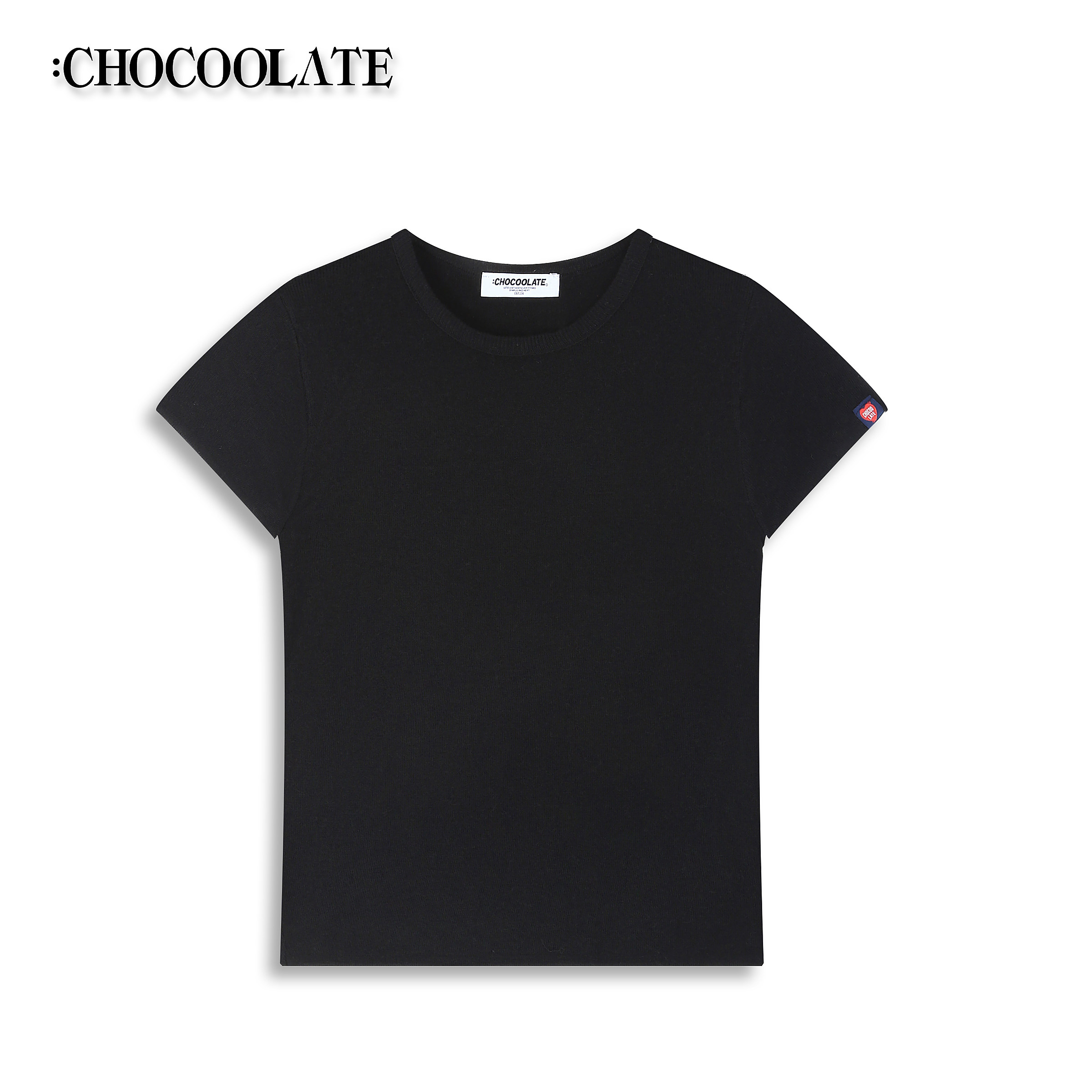 ：CHOCOOLATE简约针织圆领短袖上衣 CCLKNXKL02810