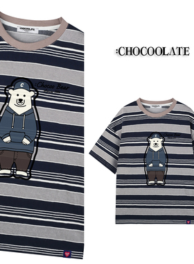 ：CHOCOOLATE小熊条纹情侣T恤CCLTEXKL04720