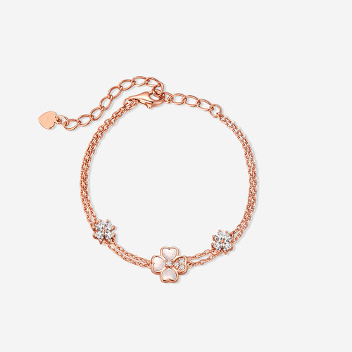 纯银双层四叶草手链女轻奢小众