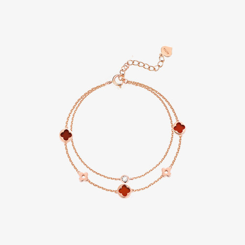 纯银幸运四叶草手链女时尚日常