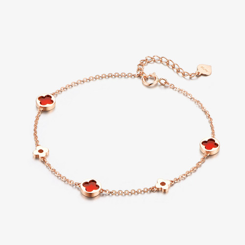 纯银幸运四叶草手链女时尚气质