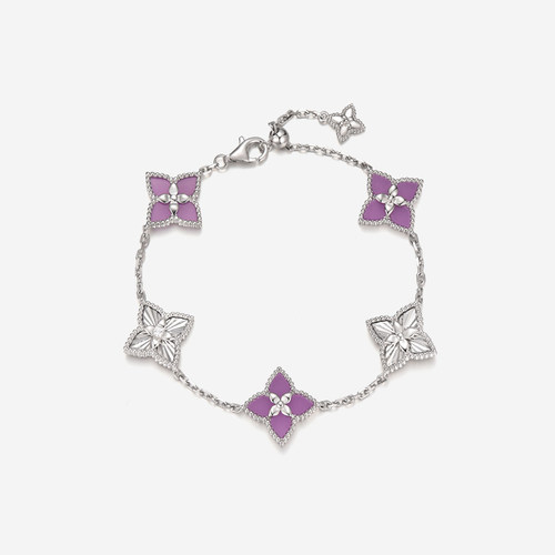 纯银紫色四叶草手链女轻奢小众