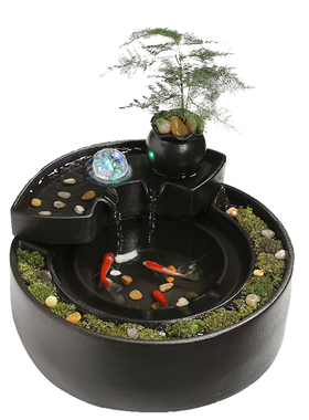 流水循环水喷泉创意陶瓷客厅生财招财办公室桌面微景观装饰品