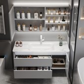 岩板热弯无缝一体盆浴室柜现代柜洗手洗脸洗漱台盆