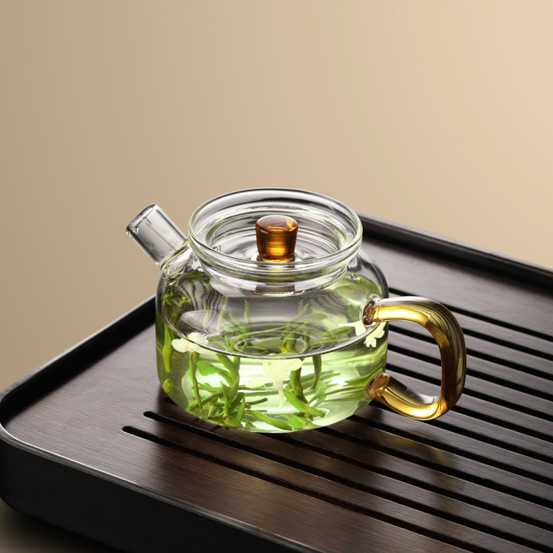 迷你玻璃壶一人喝小茶壶功夫茶泡茶壶单壶透明精致手把壶茶漏一体