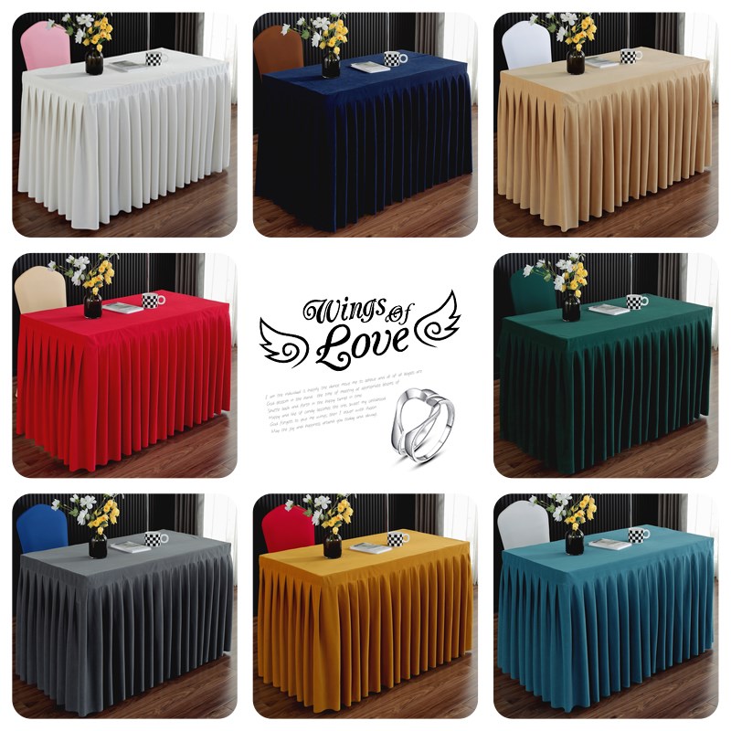 会议桌布长方形长条室桌商务展会桌罩定制磨砂绒布布艺桌裙