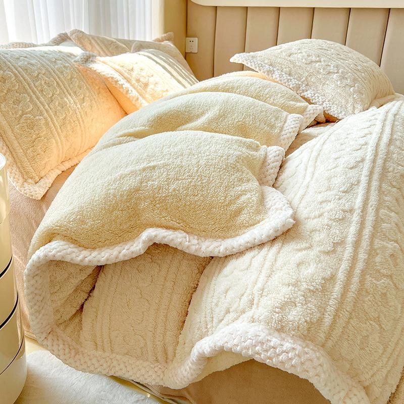 床上四件珊瑚绒法莱兔兔绒面加厚秋冬被床单人三件4