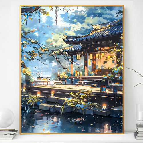 画画di数字油画填充填色手绘手工新款丙烯高级感涂色油彩画