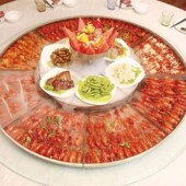 小龙虾盘海鲜大咖盘商用龙虾宴定制圆形隔冷菜创意拼盘盘子