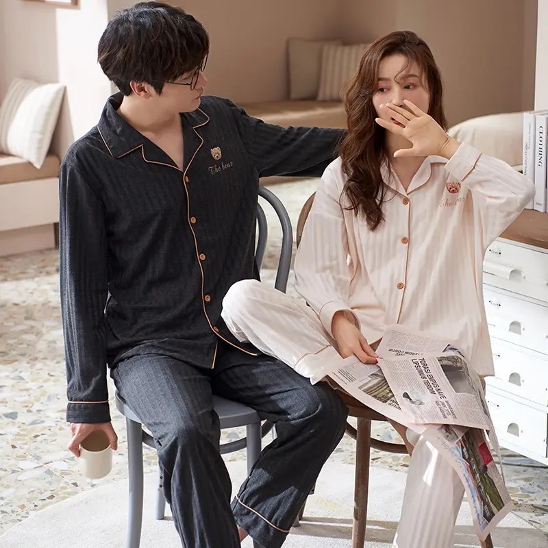 蒗莎 二件套情侣睡衣秋季长袖2025新款薄款宽松舒适男女款