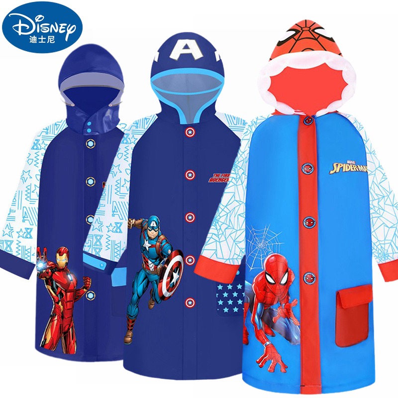 儿童雨衣书包位全身防暴雨小男童男孩上学雨披幼儿园钢铁侠蜘蛛侠
