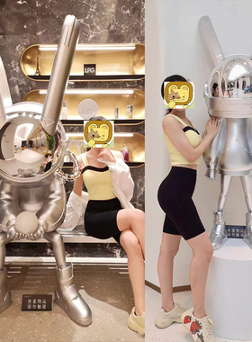 潮流robbi电镀月光兔大摆件家居客厅商场酒吧KTV会所装饰落地雕塑