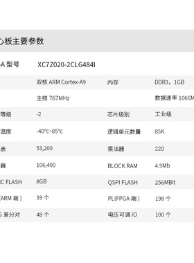 LIN ILIN FG核心板 黑金FG发ZYNQ 2 M EMM工业级