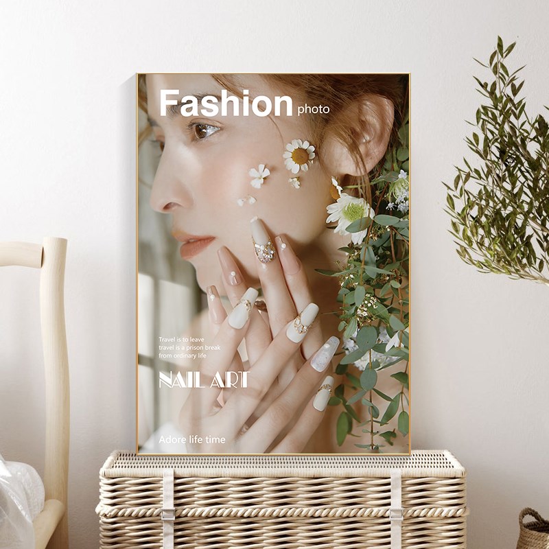 美容院氛围布置美甲美睫广告贴纸壁画沙发背景墙面贴纸装饰挂画