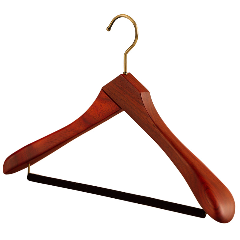 红花梨宽肩衣架西服呢大衣挂架防滑衣柜实木衣撑别墅豪宅裤架