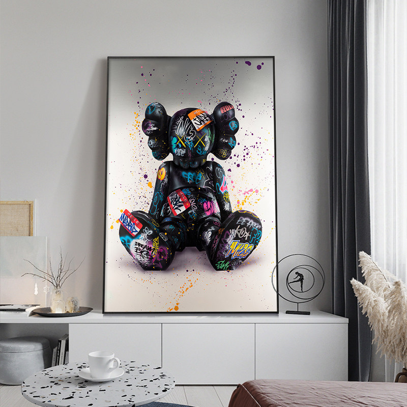 w暴力熊玄关装饰画级感涂鸦落地画潮流桌面摆画卧室床头挂画,家居饰品,现代装饰画,淘宝优惠券,粉丝福利购,淘宝优惠卷