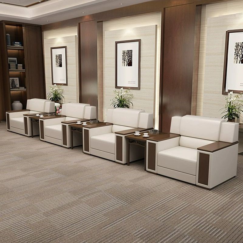 会议室接待沙发现代洽谈会议沙发贵宾商务牛皮单人位茶几