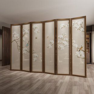 卧室房间屏风鸟遮挡复古玄关墙墙客厅折屏