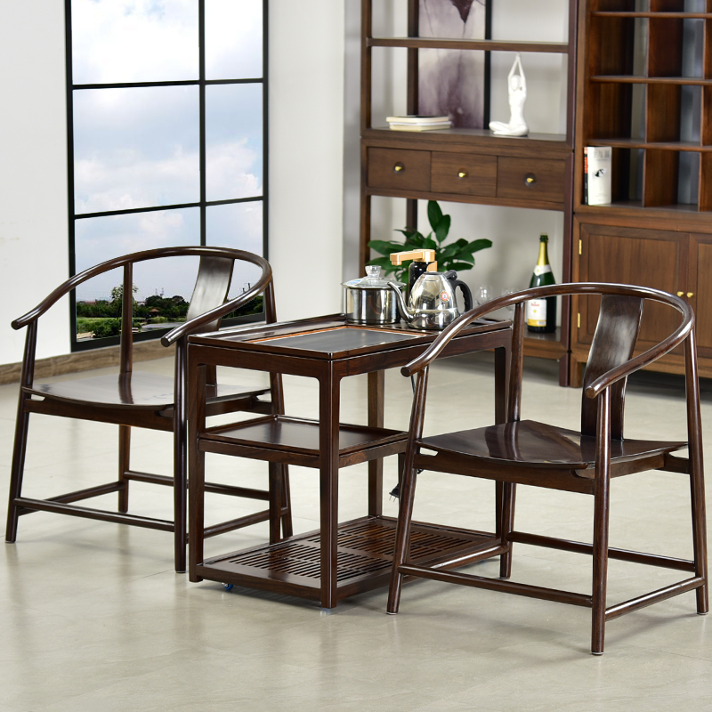 黑紫檀木实木茶车小茶台家用多功能茶水柜茶桌沙发边几阳台