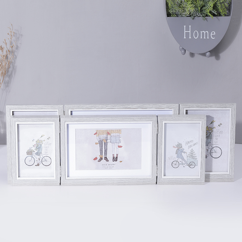 创意个性复古三折相框摆台寸7寸8寸相架照片框折叠木质像框