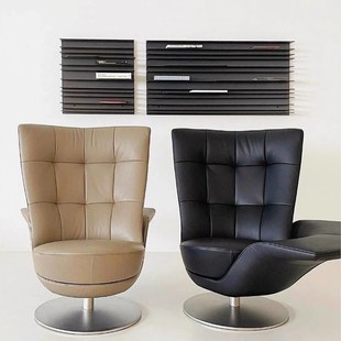 意式设计师现代玻璃钢创意旋转扶手休闲椅别墅样间房酒店接待椅子