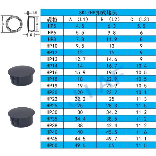 H扣式护线圈 孔塞 毫米塑料塞头堵头孔堵盖子