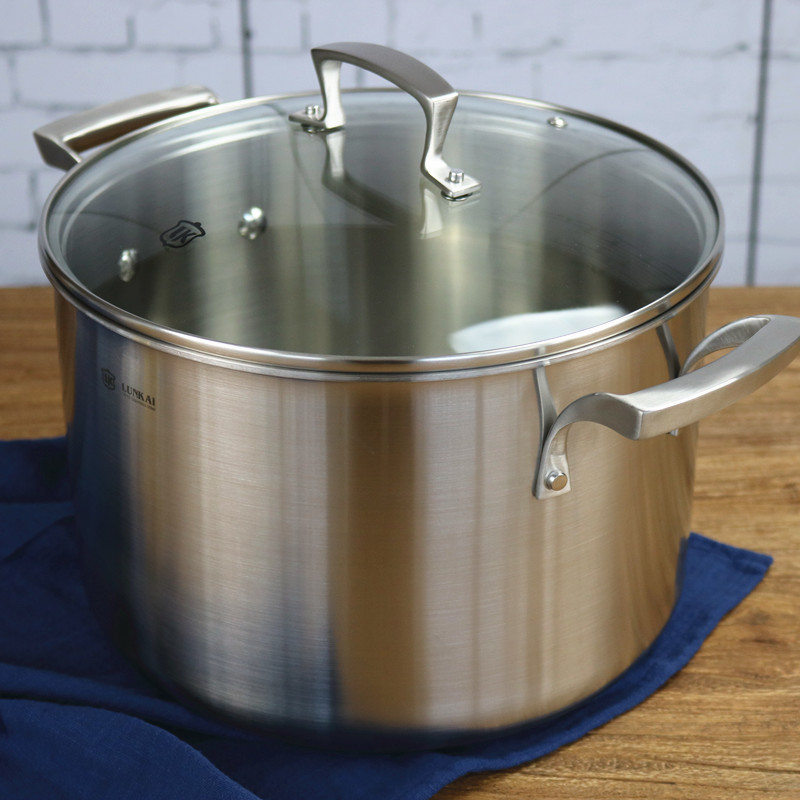 伦凯锈钢耳高汤锅蒸锅炖锅加深大容量煮锅燃气电磁炉2cm