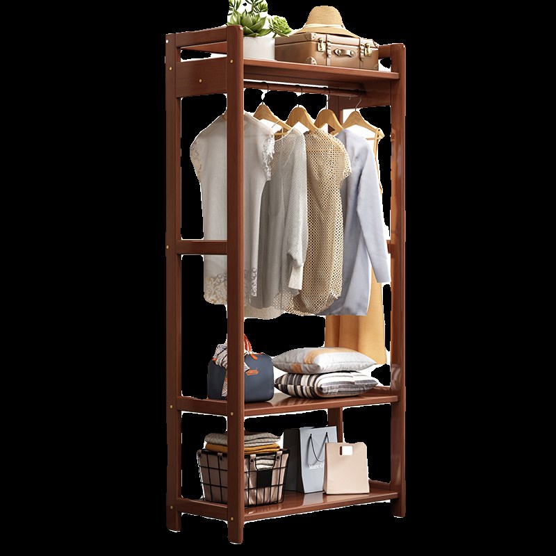 全实木床边衣帽架家用落地卧室多功能现代置物挂挂衣架子