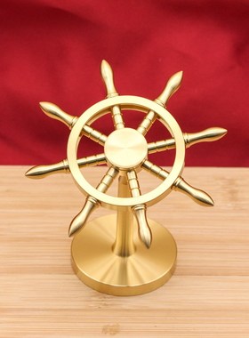 黄铜舵舵手领航者船舵酒店办公室桌面品业礼品装饰泽羽中式