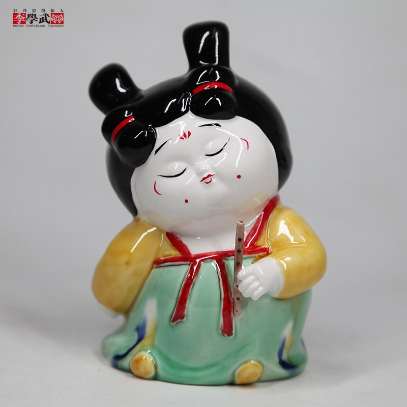 洛阳李学武牡丹瓷纯手工妞妞摆件唐宫夜宴侍女陶瓷唐仕女创意摆件