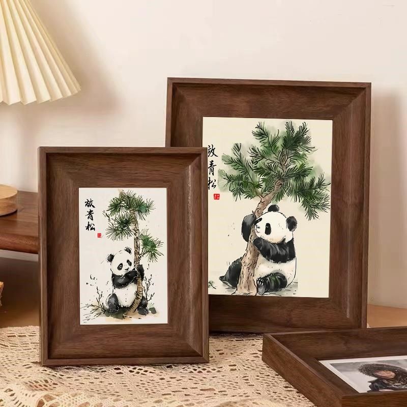 放青松熊猫新复古挂画玄关柜卧室床头书法客厅装饰摆台画,家居饰品,书法,淘宝优惠券,粉丝福利购,淘宝优惠卷