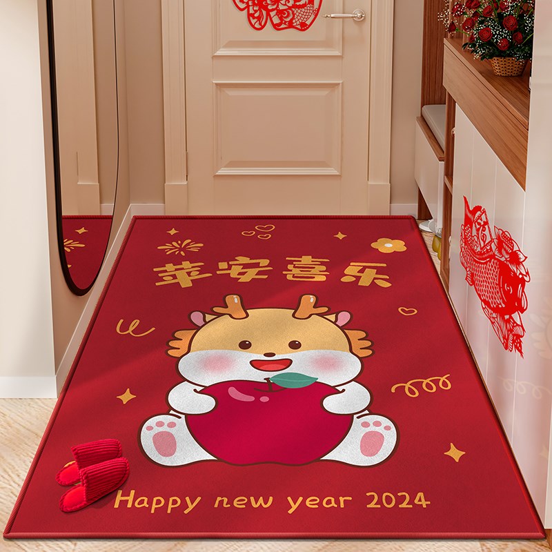 蛇年新款比利时绒地垫入户门垫进门耐脏免洗新年加厚短绒地毯20