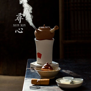 红白泥炭炉煮茶炉家用户外烧茶陶瓷煮茶器温酒炉煮酒炉炭火温泡茶