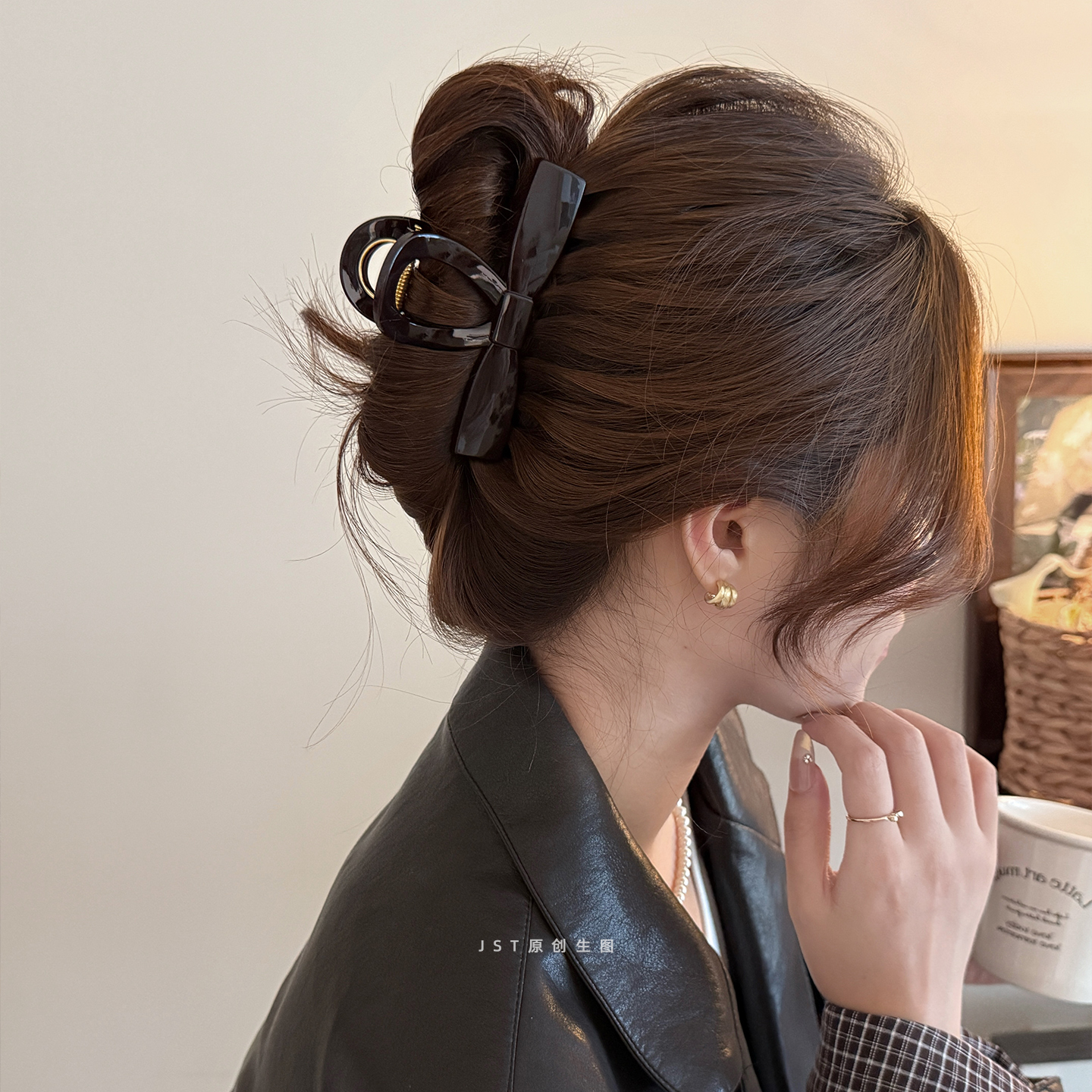 复古高端亚克力蝴蝶结发夹鲨鱼夹