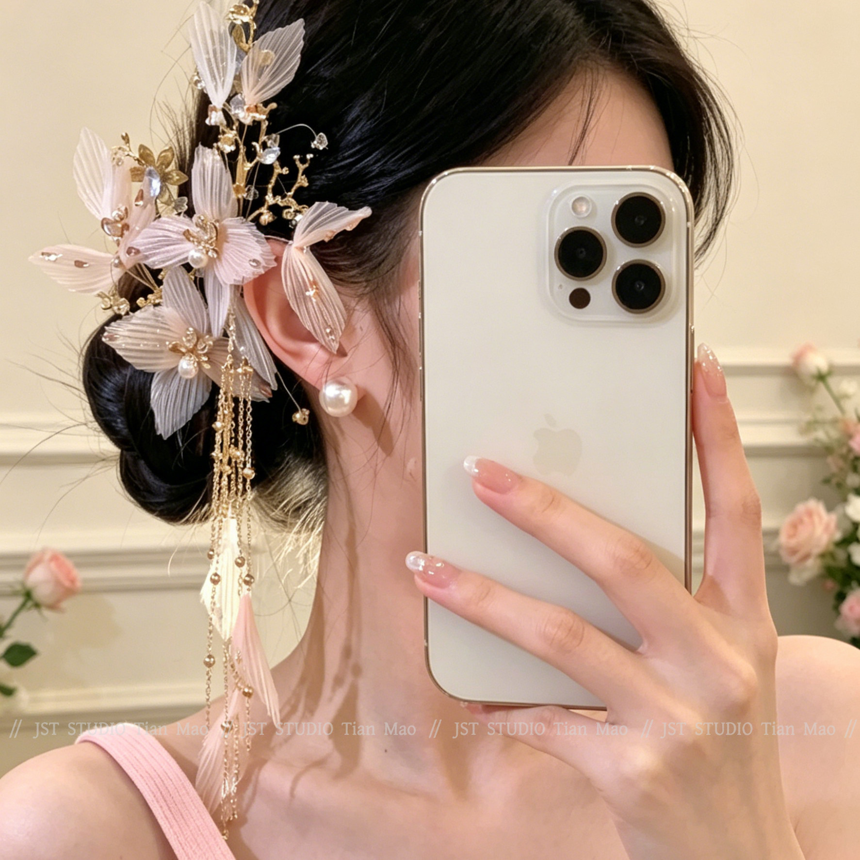 新中式古风蝴蝶流苏新娘发夹图片