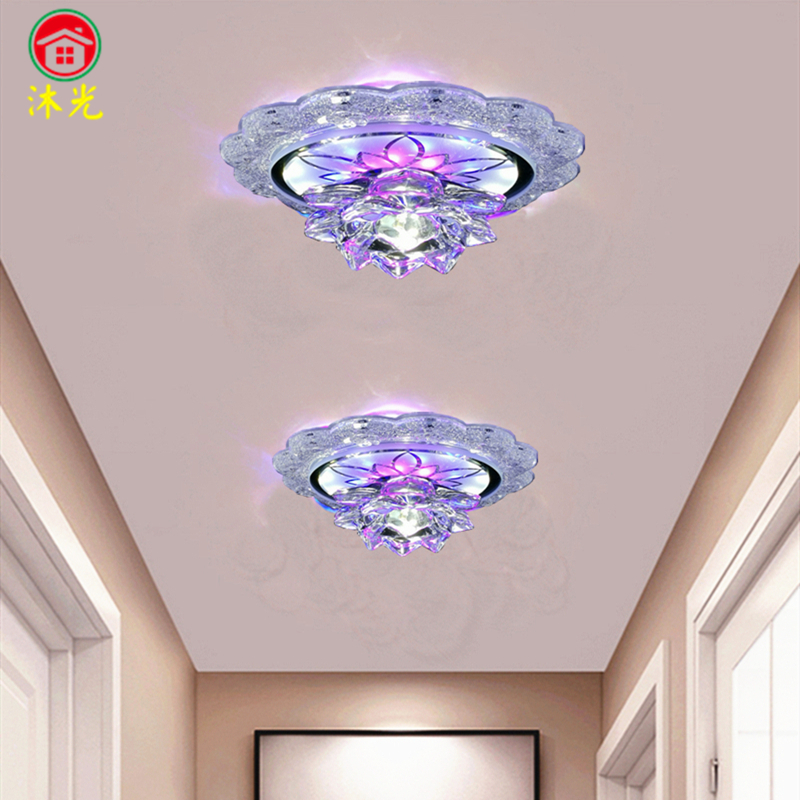 莲花水晶过道灯走廊灯筒灯led嵌入式天花灯玄关门厅简约现代射灯