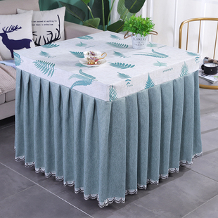 款电炉罩四方形烤火罩电暖炉桌布茶几罩欧式防尘麻将罩盖布