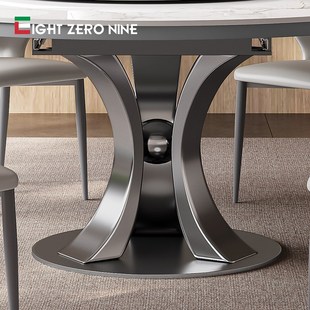 家用小户型伸缩岩板餐桌折叠变形带电磁炉暖彩板饭桌方圆两用餐桌