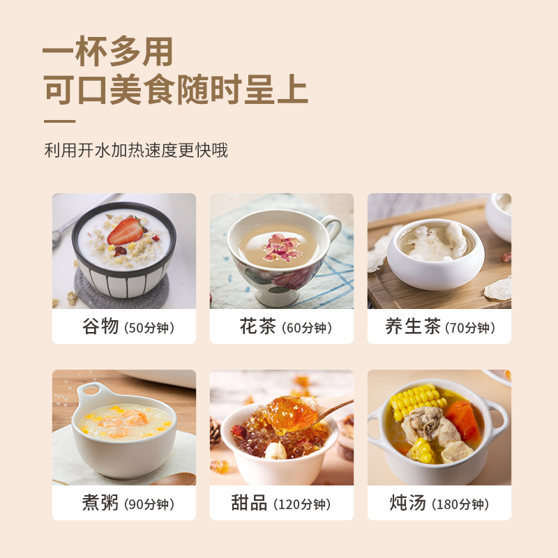 位美陶瓷电热养生杯办公室小型煮粥电炖杯宿舍迷你加热牛奶电煮杯