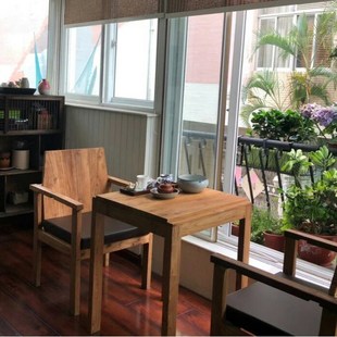 漫咖啡桌椅l老榆木门板复古做旧实木桌椅家具创意餐桌