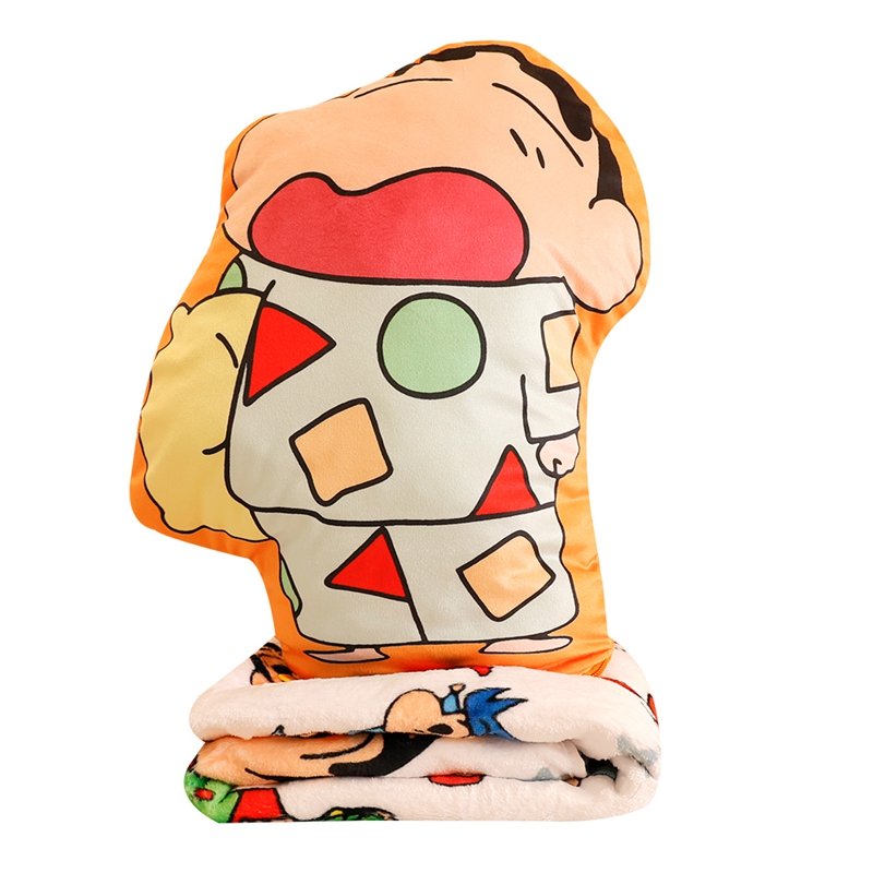 可爱蜡笔卡通小新抱枕休闲毯二合一两用午睡空调毯车载靠垫毛毯