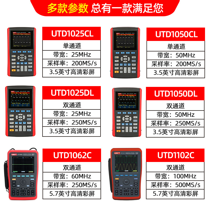 优利德UTD1025CL/1050DL数字示波器手持汽修示波表UTD1062C/1102C