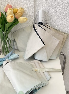 mho菊次郎~渐变系定制全自动晴雨两用女折叠遮阳太阳黑胶雨伞