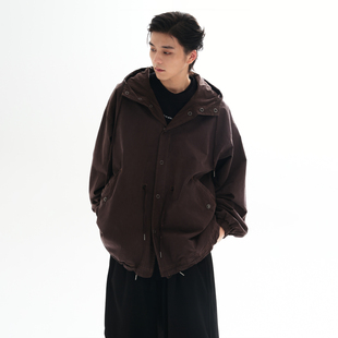 UNWAKE男女高级感开衫外套新款美式夹克短款连帽抽绳风衣冲锋衣